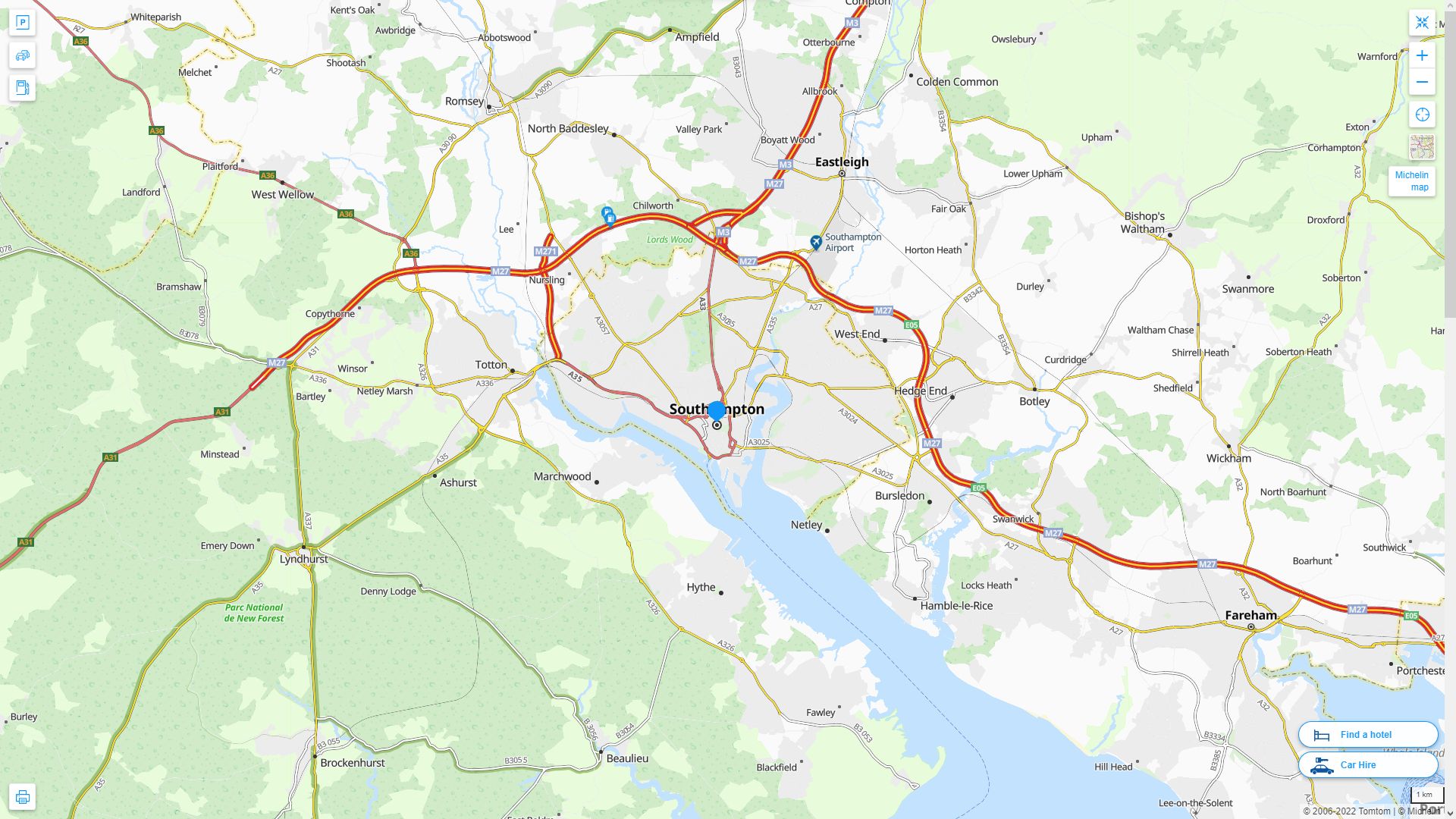 Southampton Royaume Uni Autoroute et carte routiere
